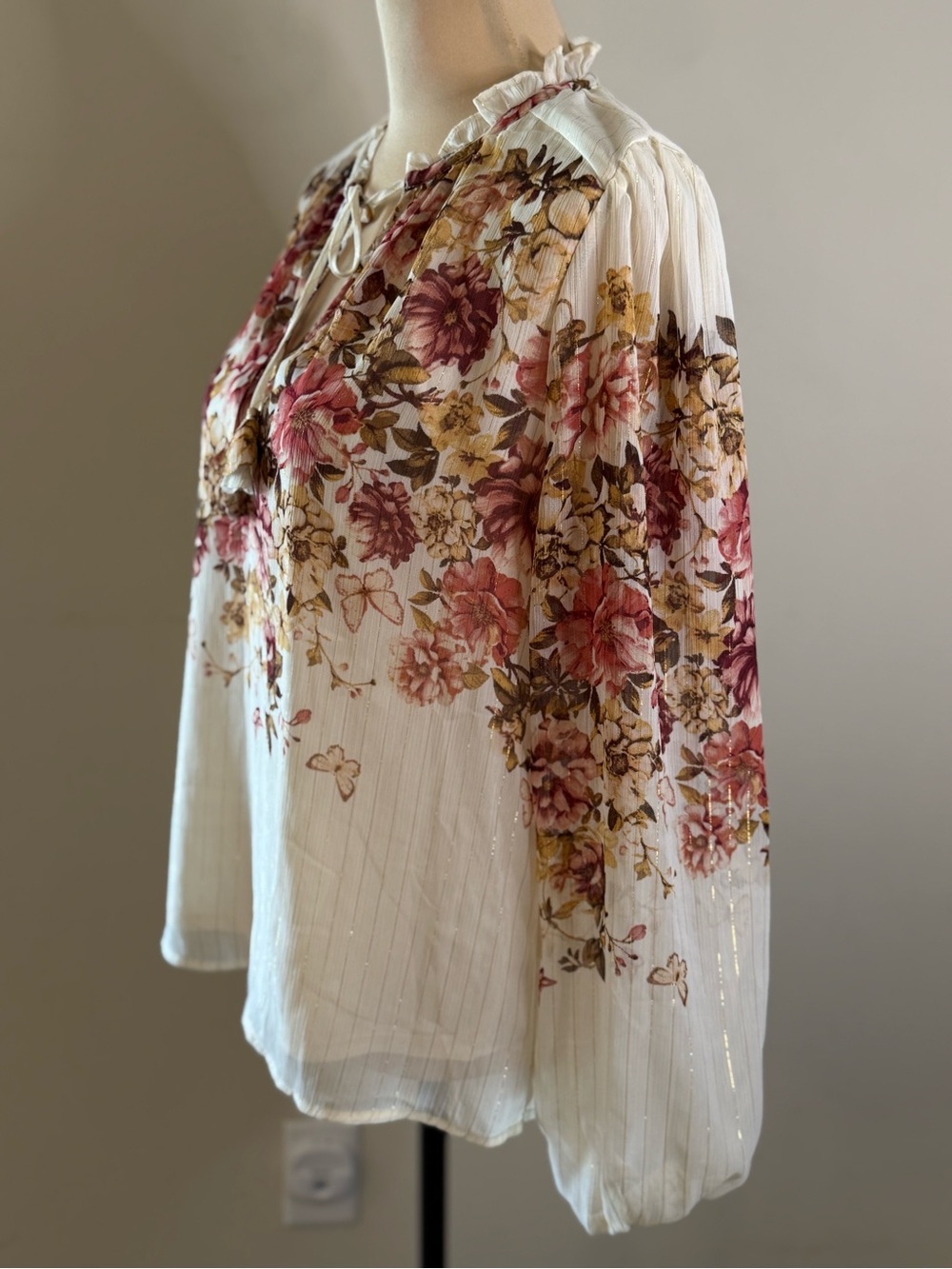 Autres Filles floral metallic cottage retro ethereal fairy top SZ M - Picture 3 of 14